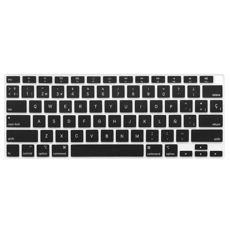 ProElife Spanish Keyboard Cover with U.S Layout for 2021 2020 MacBook Air 13 Inch Model A2179 and A2337 Apple M1 Chip with Touch ID Keyboard Accessories Ultra Thin Silicone Protective Skin (Black) - Image 1